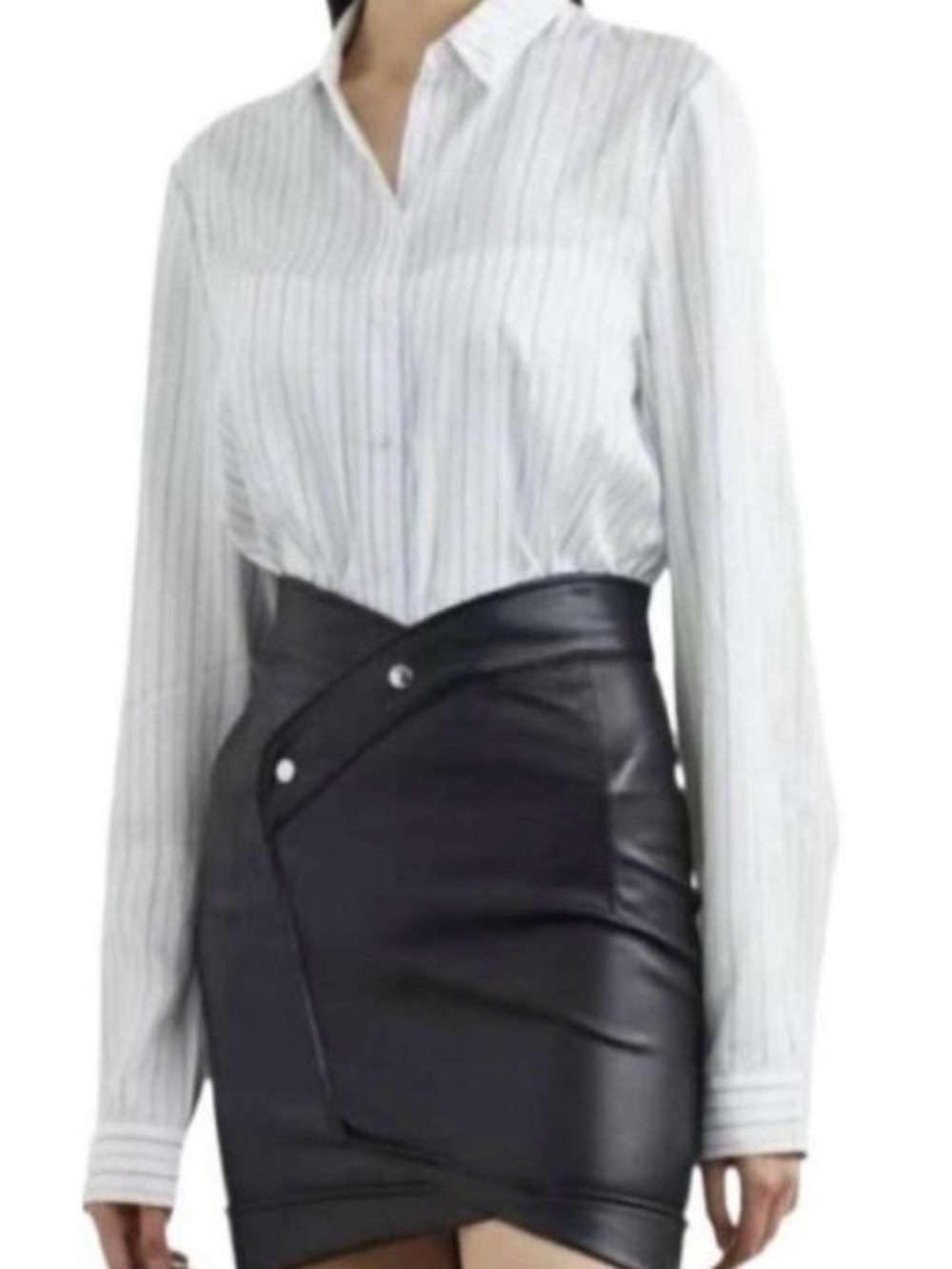 Leather Brown Wrap Mid-thigh Skirt